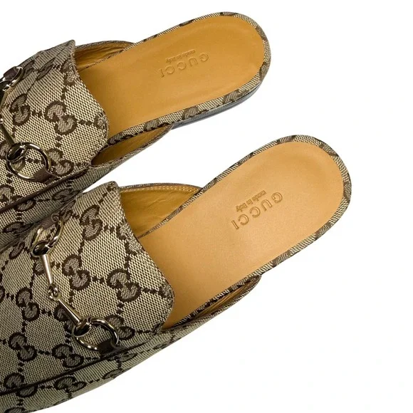 Gucci Princetown GG Supreme Canvas Horsebit Mules Beige Ebony 39 802163 KY980 - Picture 7 of 12